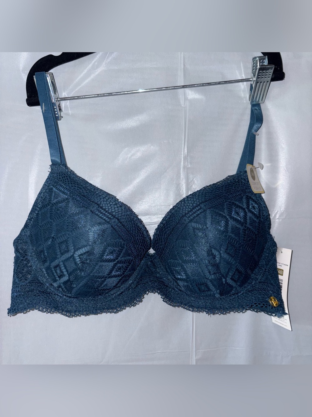 Adrienne Vittadini Bra 34B Comfort Push Up Teal Lace Padded Underwire Sexy NWT